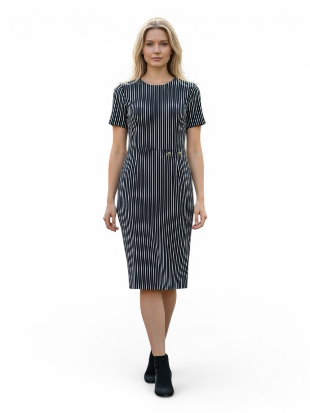 Banana Republic Black White Pinstripe Sheath Dress Size 2